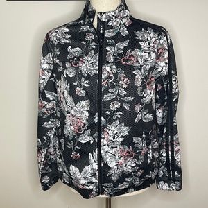 Charmed Hearts Womens Black Pink Floral Polka Dot Track Jacket Size L